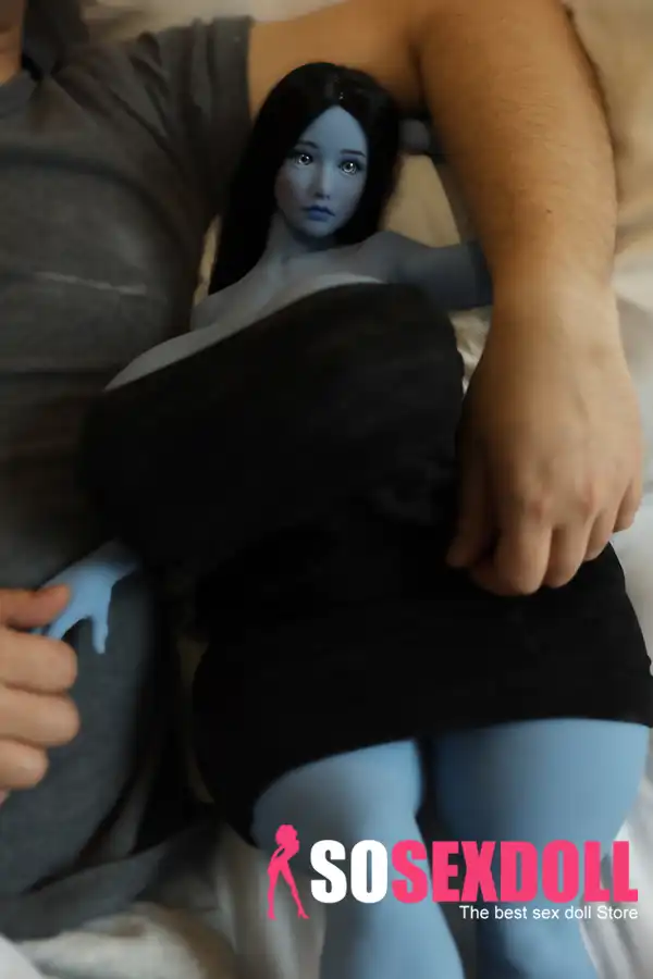 72cm 2ft4 TPE Long Hair Blue Skin Big Boobs Sex Doll