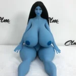 72cm 2ft4 TPE Long Hair Blue Skin Big Boobs Sex Doll