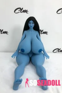 72cm 2ft4 TPE Long Hair Blue Skin Big Boobs Sex Doll