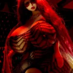 72cm 2ft4 TPE Seductive Dress Red Hair Huge Chests Sex Doll