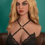 81cm 2ft8 Heavy Bust Blonde Hair Torso Sex Doll with Black Lace Harness Lingerie