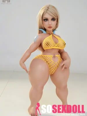 120cm 3ft3 TPE Curvy Body Buxom Bosom Golden Hair Sex Doll #S16 Head
