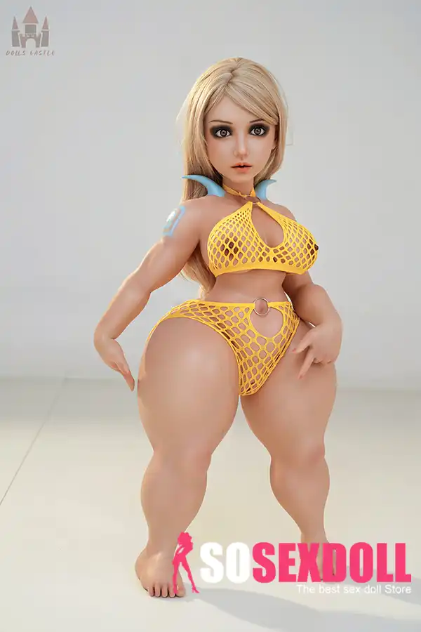 120cm 3ft3 TPE Curvy Body Buxom Bosom Golden Hair Sex Doll #S16 Head