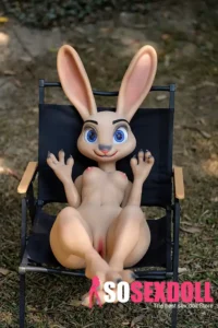 120cm 3ft9 Silicone Furry C Cup Breast Cute Bunny Ears Sex Doll