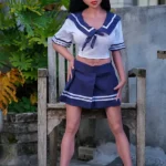 125cm 4ft1 TPE Plump Chest Toned Body Black Hair Sex Doll #DC35 Head