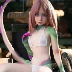 Boneca sexual de silicone com 132 cm, 4 m, quadris curvos, mãos em garra, cabelo roxo, #S3