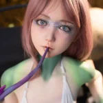 Boneca sexual de silicone com 132 cm, 4 m, quadris curvos, mãos em garra, cabelo roxo, #S3