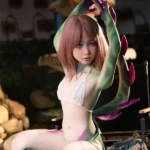 Boneca sexual de silicone com 132 cm, 4 m, quadris curvos, mãos em garra, cabelo roxo, #S3