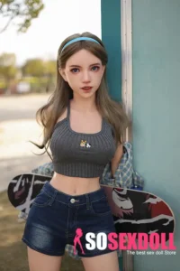 150cm 4ft9 Full Silicone Checked Clothes Perky Chests Sex Doll