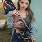 150cm 4ft9 Full Silicone Checked Clothes Perky Chests Sex Doll