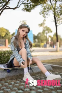 150cm 4ft9 Full Silicone Checked Clothes Perky Chests Sex Doll