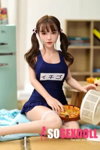 150cm 4ft9 Full Silicone Navy Swimsuit Double Ponytail Sex Doll