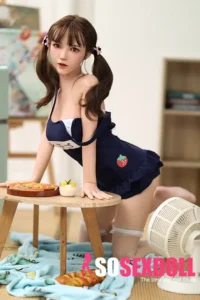 150cm 4ft9 Full Silicone Navy Swimsuit Double Ponytail Sex Doll