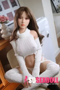 150cm 4ft9 Full Silicone White Knitwear Elegant Beauty Sex Doll