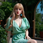 150cm 4ft9 Silicone Plump Chest Thick Waist Blonde Hair Sex Doll #AB27 Head