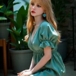 150cm 4ft9 Silicone Plump Chest Thick Waist Blonde Hair Sex Doll #AB27 Head