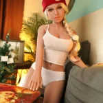 158cm 5ft2 Blonde Christmas Hat Sex Dolls Realistic Love Dolls Cheap Sex Toys