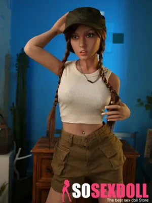 158cm 5ft2 Green Hat Long Braided Hair Sex Dolls Sex Robots Girls Sexiest Sex Dolls