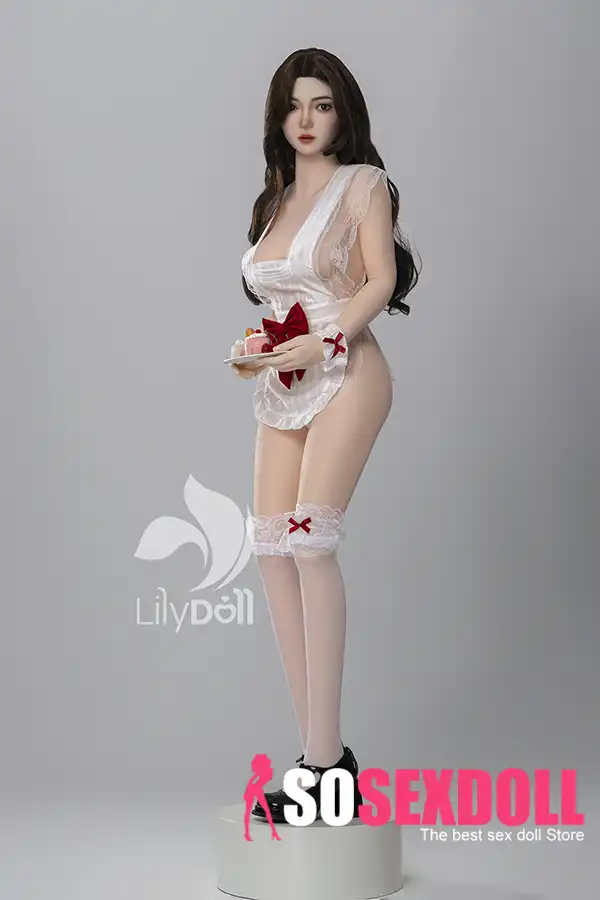 158cm 5ft2 Silicone Busty Hourglass Shape Xim av Cov plaub hau deev Doll hauv Tshuag (US nkaus xwb)
