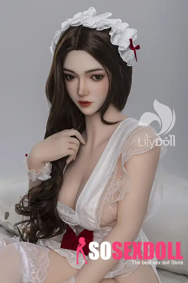 158cm 5ft2 Silicone Busty Hourglass Shape Xim av Cov plaub hau deev Doll hauv Tshuag (US nkaus xwb)
