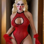 158cm 5ft2 sílikon trúður förðun full brjóst kúlurasnar ljóshærð Futa kynlífsdúkka #S15 höfuð