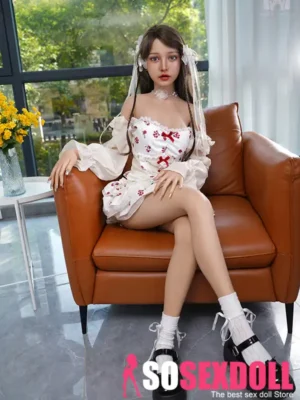 158cm 5ft2 Silicone Small Chest Tiny Waist Blonde Hair Sex Doll #S21 Head
