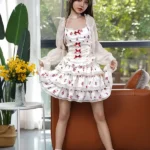 158cm 5ft2 Silicone Small Chest Tiny Waist Blonde Hair Sex Doll #S21 Head