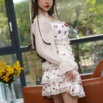 158cm 5ft2 Silicone Small Chest Tiny Waist Blonde Hair Sex Doll #S21 Head