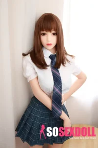 158cm 5ft2 TPE Chubby Chests Checked Dress Sex Doll