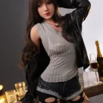 160cm 5ft2 Long Hair Leather Coat Sexy Sex Dolls Beautiful Sex Dolls Best Love Dolls
