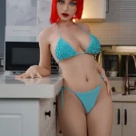 163cm 5ft3 Silicone Alluring Bust Big Hips Red Hair Sex Doll #S23 Head