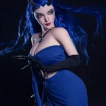 164cm 5ft4 Silicone Blue Hair Chubby Breasts Sex Doll