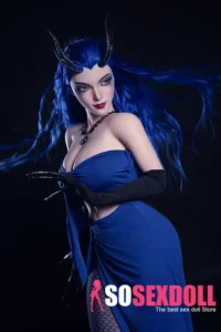 164cm 5ft4 Silicone Blue Hair Chubby Breasts Sex Doll