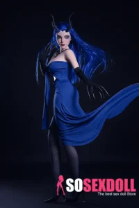164cm 5ft4 Silicone Blue Hair Chubby Breasts Sex Doll