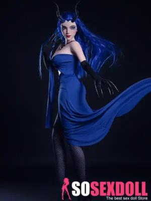 164cm 5ft4 Silicone Blue Hair Chubby Breasts Sex Doll