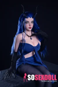 164cm 5ft4 Silicone Blue Hair Chubby Breasts Sex Doll