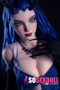 164cm 5ft4 Silicone Blue Hair Chubby Breasts Sex Doll