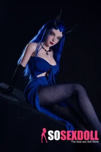 164cm 5ft4 Silicone Blue Hair Chubby Breasts Sex Doll