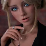 165cm 5ft4 Silicone Small Breasts Slender Blonde Sex Doll with Red Glasses #Belle C