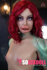 168cm 5ft5 Dragoness Petite Chest Thick Lips Red Hair Sex Doll #S20 Head