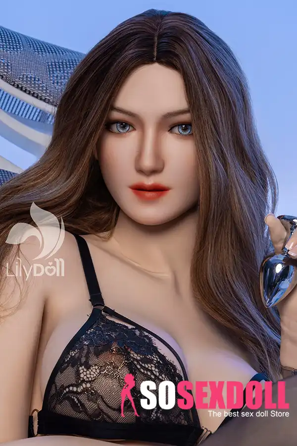 168cm 5ft5 Silicone Chubby Breast Karamin Waist Brown Gashin Jima'i Doll a hannun jari (Amurka kawai)