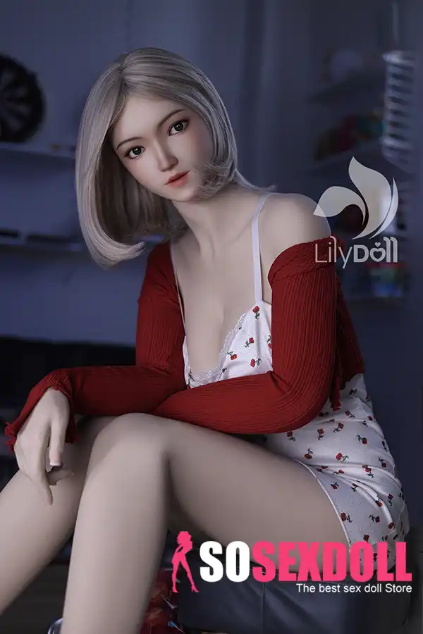 168cm 5ft5 Silicone Plump Chest Toned Figure Grey Cov plaub hau deev Doll hauv Tshuag (US nkaus xwb)