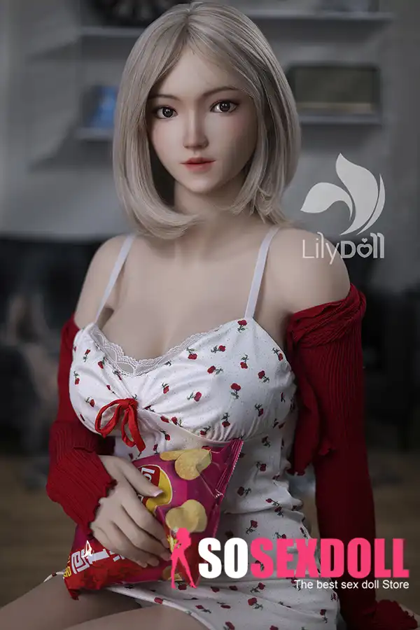 168cm 5ft5 Silicone Plump Chest Toned Figure Grey Cov plaub hau deev Doll hauv Tshuag (US nkaus xwb)