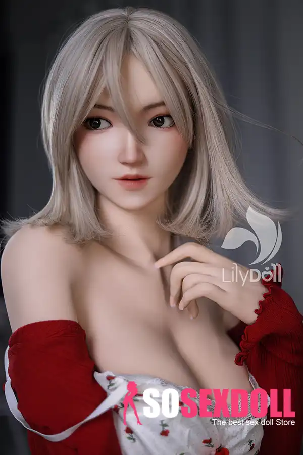 168cm 5ft5 Silicone Plump Chest Toned Figure Grey Cov plaub hau deev Doll hauv Tshuag (US nkaus xwb)