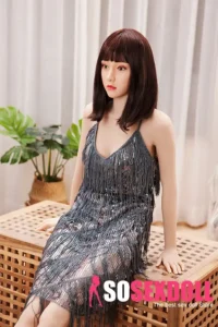 168cm 5ft5 Silicone Sequin Dress Straight Bang Sex Doll