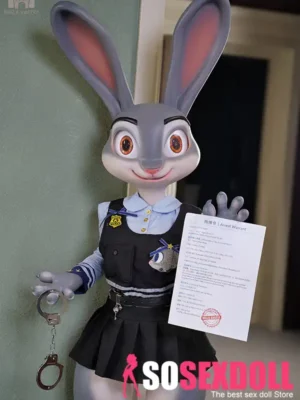 168cm 5ft5 Silicone Small Chest Thick Hip Rabbit Sex Doll in Police Outfit