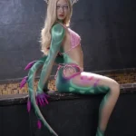 168cm 5ft8 Silicone Dragon Girl Small Breast Color Tattoo Sex Doll #S10 Head