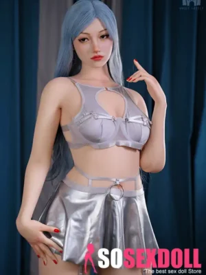 170cm 5ft5 Silicone Big Chest Thick Booty Blue Hair Sex Doll #S10 Head