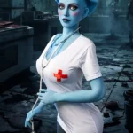 170 cm, 5 stóp i 5 cali, TPE, Fantazja, Niebieska skóra, Ogromne cycki, Szczupła talia, Pielęgniarka, Lalka erotyczna #A14 Głowa