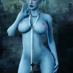 170 cm, 5 stóp i 5 cali, TPE, Fantazja, Niebieska skóra, Ogromne cycki, Szczupła talia, Pielęgniarka, Lalka erotyczna #A14 Głowa